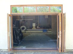 Bifolding doors fully open.